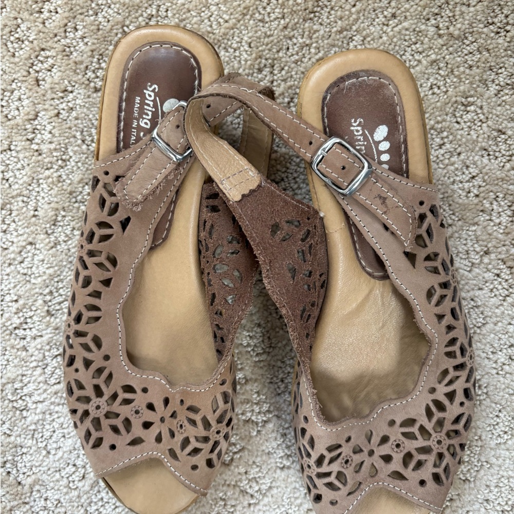 Made in Italy genuine leather wedge shoes
